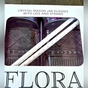 Crystal Mason Jar Glasses with Lids and Straws